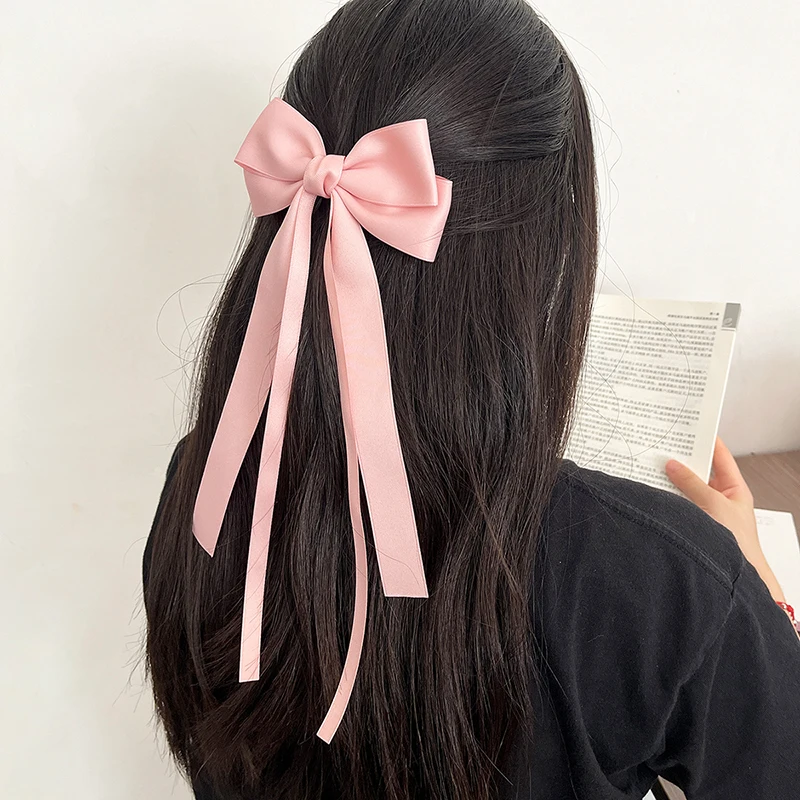 Vintage Large Bow Hair Clip Trend Long Ribbon Hairpins Barrettes Headwear For Women Girl Hair Accessories Wedding Jewelry - Image 2