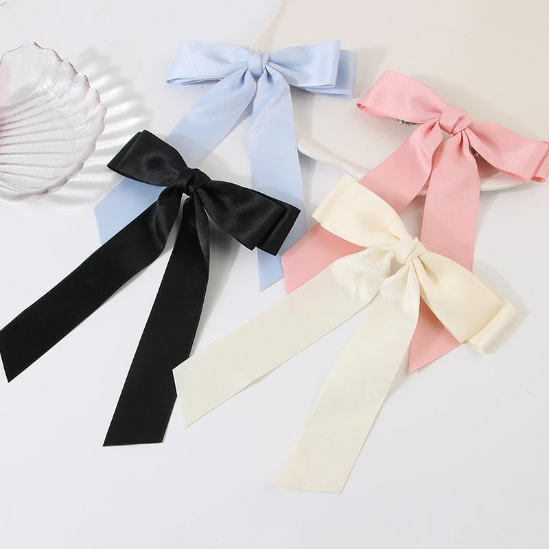 Vintage Large Bow Hair Clip Trend Long Ribbon Hairpins Barrettes Headwear For Women Girl Hair Accessories Wedding Jewelry - Image 4
