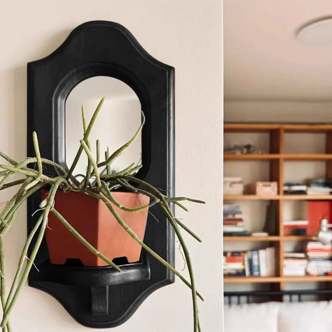 Vintage Wooden Wall Shelves Retro Design Hanging Mirror Functional Storage for Candles & Plants Wall Rack for Cafe & Home Gifts - Image 3