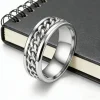 WMCHX Fashion Anxiety Fidget Rings Relaxing Stainless Steel Rotatable Chain Ring for Men Women Spinner Jewelry