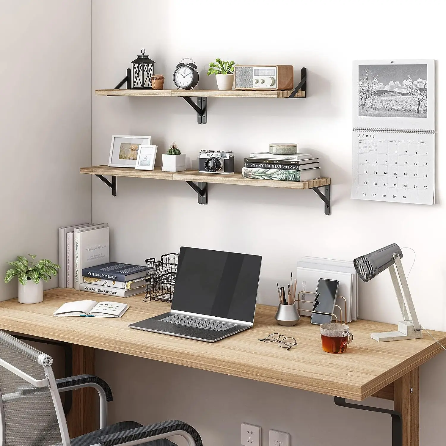 Wall Mounted Wood Shelves Rustic Floating Book Shelf Decorative Multipurpose for Home Storage - Image 3
