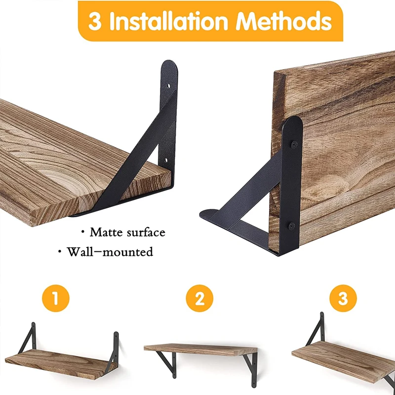 Wall Mounted Wood Shelves Rustic Floating Book Shelf Decorative Multipurpose for Home Storage - Image 6
