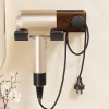 Walnut Wood Hairdryer Holder for No Drilling Bathroom Shelf with Easy Installation, Storage Rack Organizer
