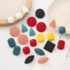 Wholesale Bright Color Geometric Earrings for Woman Minimalist Simple Orange Yellow Pink Red Green Stud Earrings Jewelry Gifts