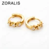Wholesale Fashion 18K Gold Small Flower Earrings Round Crystal Zircon Elegant Cute Women Charms Wedding Jewelry Gift