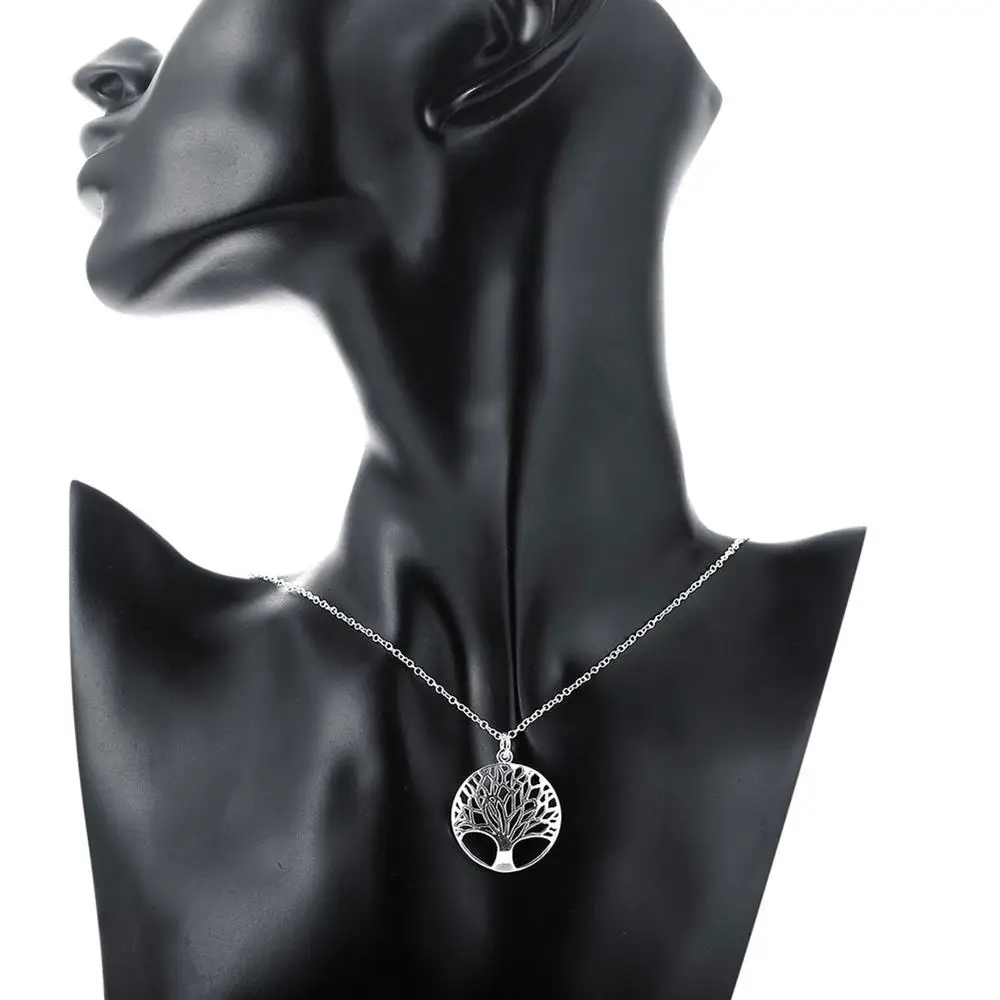 Wholesale Jewelry sets 925 sterling Silver Fine Retro tree necklace earrings for women lady Fashion Party wedding Holiday gifts - Image 6