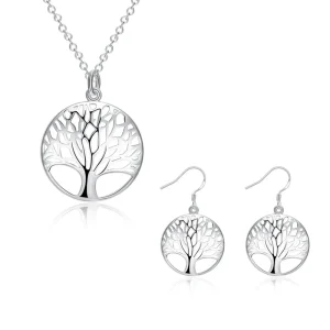 Wholesale Jewelry sets 925 sterling Silver Fine Retro tree necklace earrings for women lady Fashion Party wedding Holiday gifts