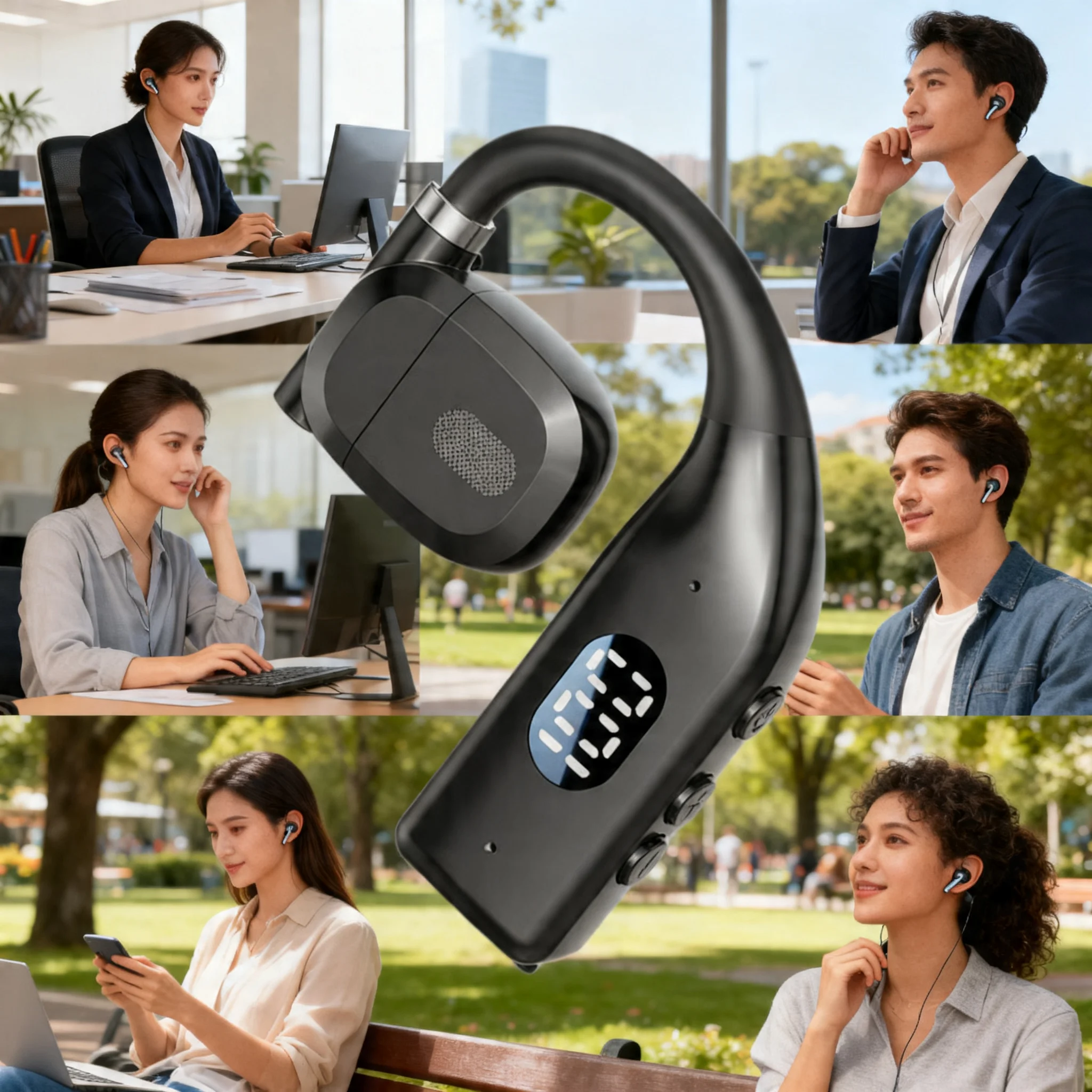 Wireless Bluetooth Headphones Bone Conduction Earphones With Microphone Handsfree Noise Canceling Headset For Driving Sports