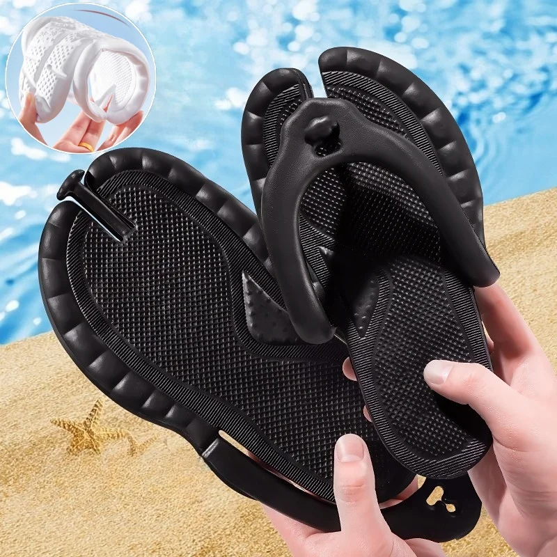Women Foldable Slippers Men Business Trip Travel Portable Slides Flip-Flops Lightweight Indoor Home Sandals Beach Outdoor Shoes