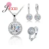 Women Wedding Necklace Earrings Ring Bridal Jewelry Sets Fashion Trendy 925 Sterling Silver CZ Crystal Wholesale