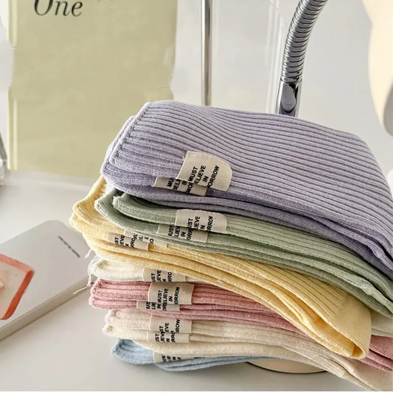Women's Socks Spring Summer Cotton Pile Socks Japanese Creative Retro Heel Cloth Label Fashion Korean Style Comfort Girls Socks - Image 2