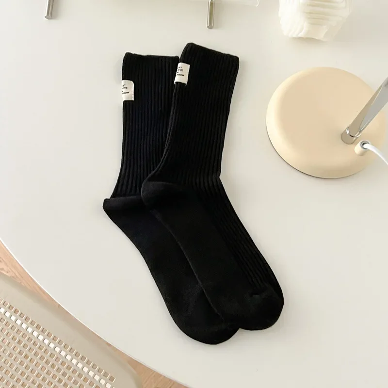 Women's Socks Spring Summer Cotton Pile Socks Japanese Creative Retro Heel Cloth Label Fashion Korean Style Comfort Girls Socks - Image 5