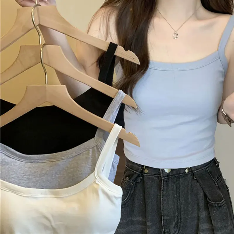 Women's Vest One-Piece No Steel Ring Cotton Chest Pad Wide Shoulder Sports Yoga Vest Underwear Black White Bra Tank Top - Image 3