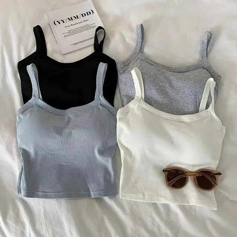 Women's Vest One-Piece No Steel Ring Cotton Chest Pad Wide Shoulder Sports Yoga Vest Underwear Black White Bra Tank Top - Image 5