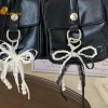 Y2K Sweet Lace Imitation Pearl Bow Keyring Ins Style Bowknot Keychain Trendy Girly Key Holder Bag Pendant Girls Gift
