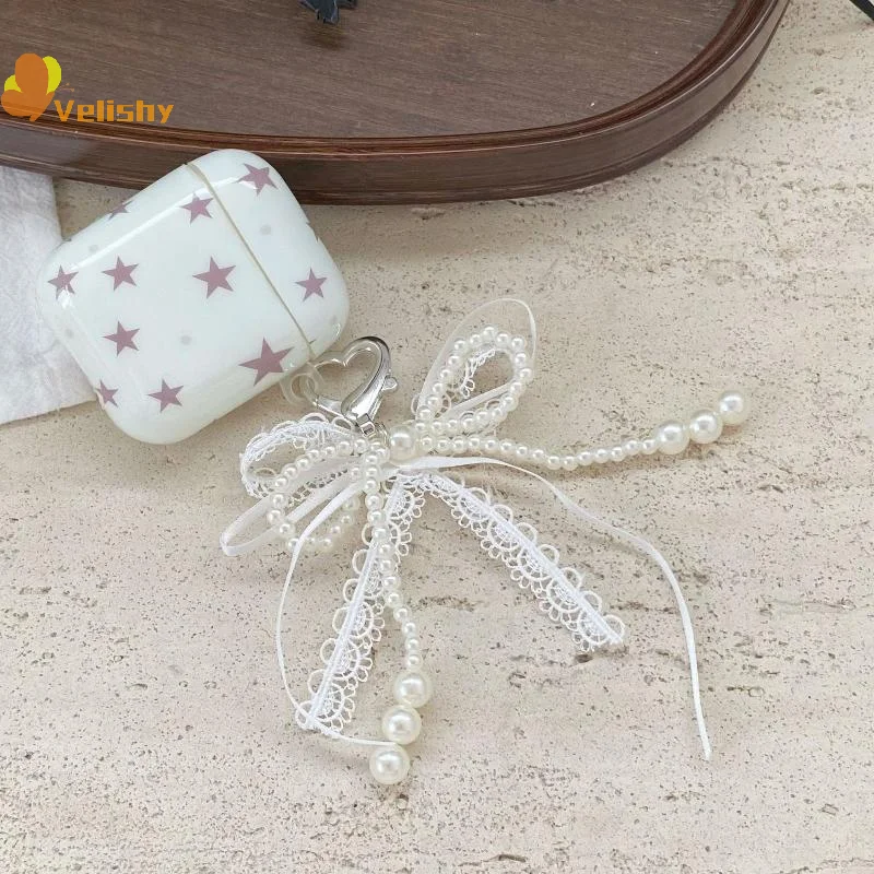 Y2K Sweet Lace Imitation Pearl Bow Keyring Ins Style Bowknot Keychain Trendy Girly Key Holder Bag Pendant Girls Gift - Image 5
