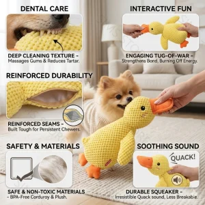 Yellow Duck Dog Plush Toy Molar Chew Toy Bite Resistant Puppy Self Play Relieve Boredom Interactive Pet Toy for Small Dogs
