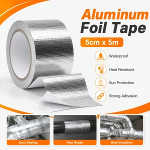 Yitong Thickened Aluminum Foil Tape 5cm x 5m Strong Adhesive Waterproof Sunproof Heat Resistant Tape For Pipe Repair