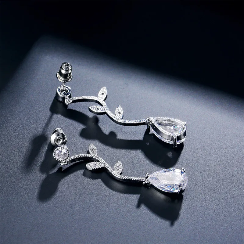 ZAKOL Classic Cubic Zirconia Crystal Bridal Jewelry Sets Elegant Leaf Shape Choker Water Drop Earrings Wedding Dress for Women - Image 5