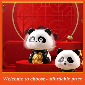 。1Pcs Plastic Shaking Head Panda Figure Ornament Collection Model Creative Gifts Solar Energy Panda Doll Lucky Car Decoration*