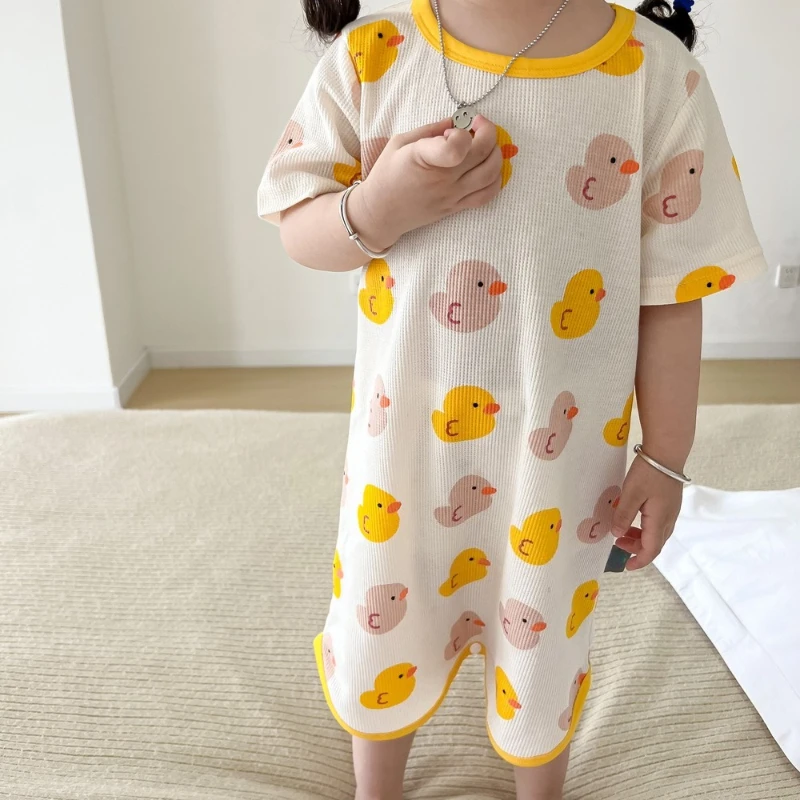 0-3 Years Newborn Ice Silk Thin Sleepwear Print Babysuits Cartoon Romper Summer New Boys Girls Baby Anti Kick Clothing - Image 3