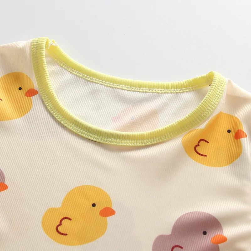0-3 Years Newborn Ice Silk Thin Sleepwear Print Babysuits Cartoon Romper Summer New Boys Girls Baby Anti Kick Clothing - Image 5