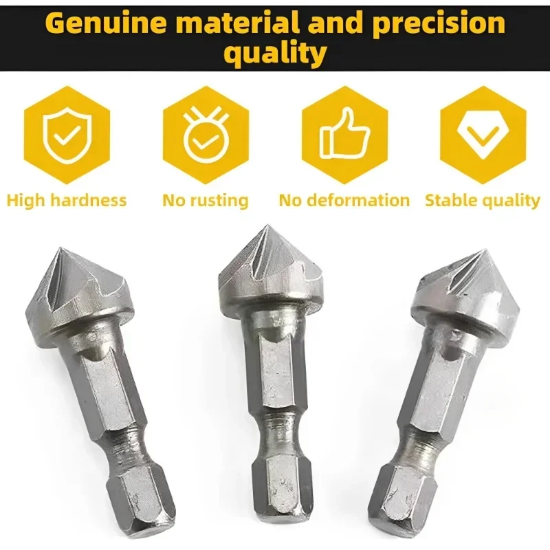 1-6pcs Six Flute Drill Bit 90 Degree Bevel Recessed Chamfer Bit Hex Countersink Debur Hex Hot Sale New Practical - Image 3