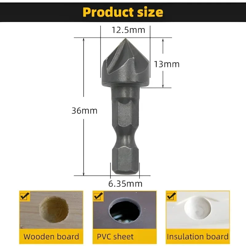 1-6pcs Six Flute Drill Bit 90 Degree Bevel Recessed Chamfer Bit Hex Countersink Debur Hex Hot Sale New Practical - Image 5