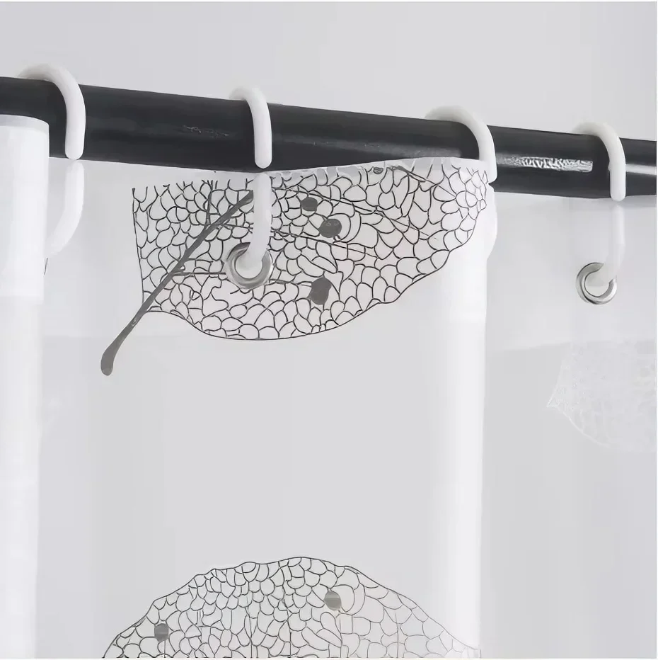 1 PC Lightweight Black Leaf Pattern Shower Curtain PEVA Plastic Waterproof Bathroom Curtain Bathroom Partition for Home - Image 5