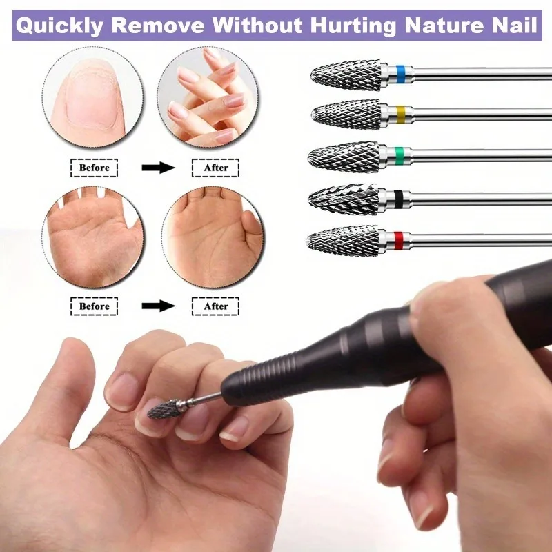 1 PC or 5 PCS Tungsten Steel Nail Drill Bits, Suitable for Removing Acrylic and Gel Polishes, Nail Tools - Image 3