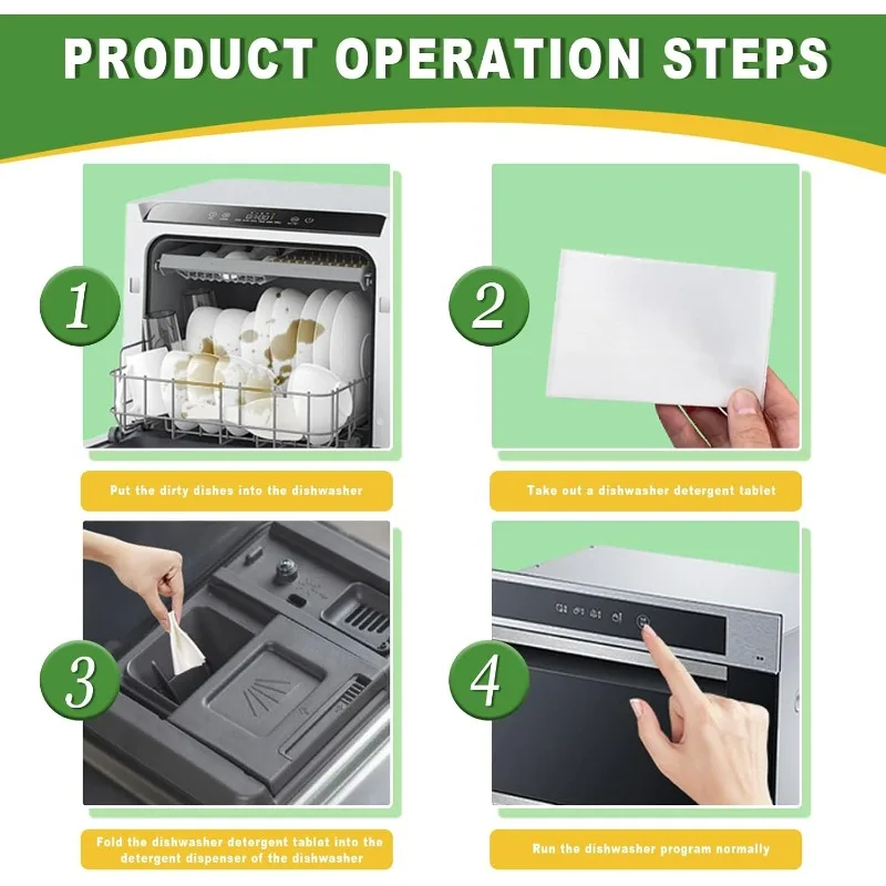 10/100pcs Dishwasher Cleaner Lemon Scented Dishwashing Tablets Quick Dissolve Oil Stain Removal Deodorization Cleaning Tablets - Image 5