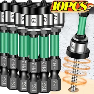 10/1x Magnetic Positioning Screwdriver Bits Hex Shank S2 Drywall Screw Bits for Batch Head Drilling Tools Gypsum Board Locating