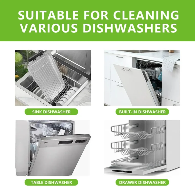 10Pcs Dishwasher Cleaner Cleaning Sheet Strong Oil Stain Odor Removal Descaling Detergent Tablets Kitchen Deep Cleaning Tools - Image 4