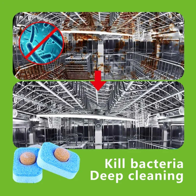 10Pcs Dishwasher Cleaner Cleaning Sheet Strong Oil Stain Odor Removal Descaling Detergent Tablets Kitchen Deep Cleaning Tools - Image 2