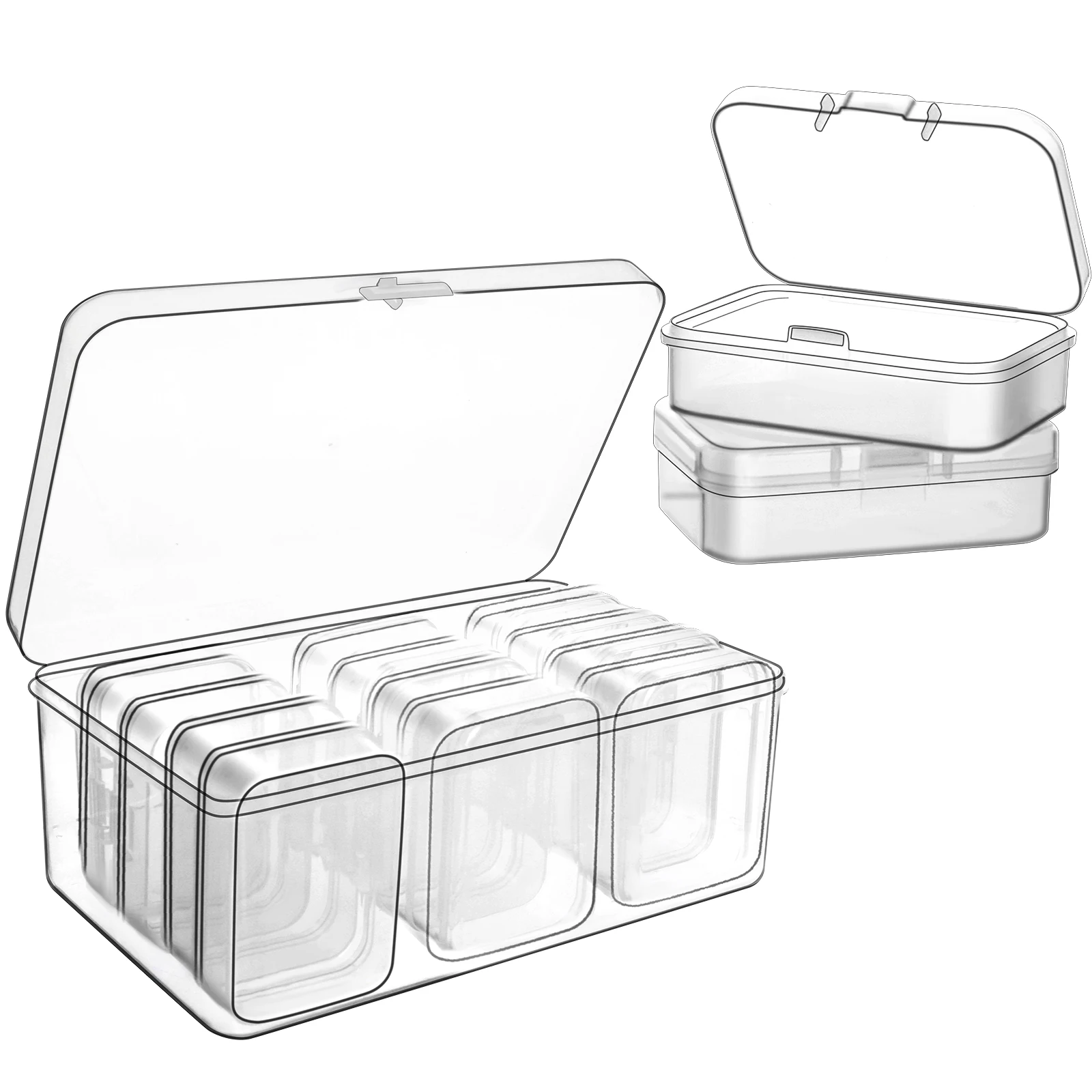 12 Pack Plastic Clear Storage Box Organizer Small Storage Containers Mini Organi - Image 2