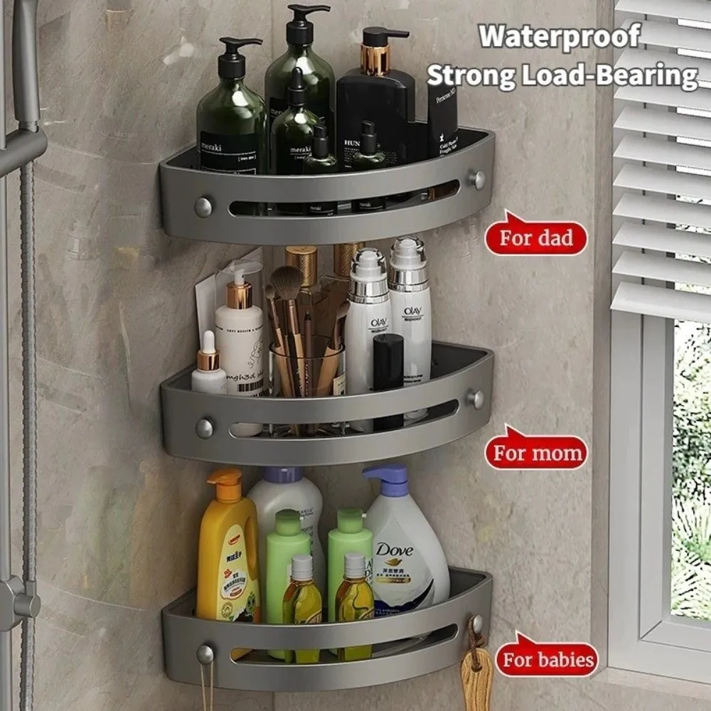 1/2/3Pcs Portable Punch-free Bathroom Shelves Wall-mounted Large Capacity Kitchen Storage Rack Save Space Triangle Soap Rack - Image 4