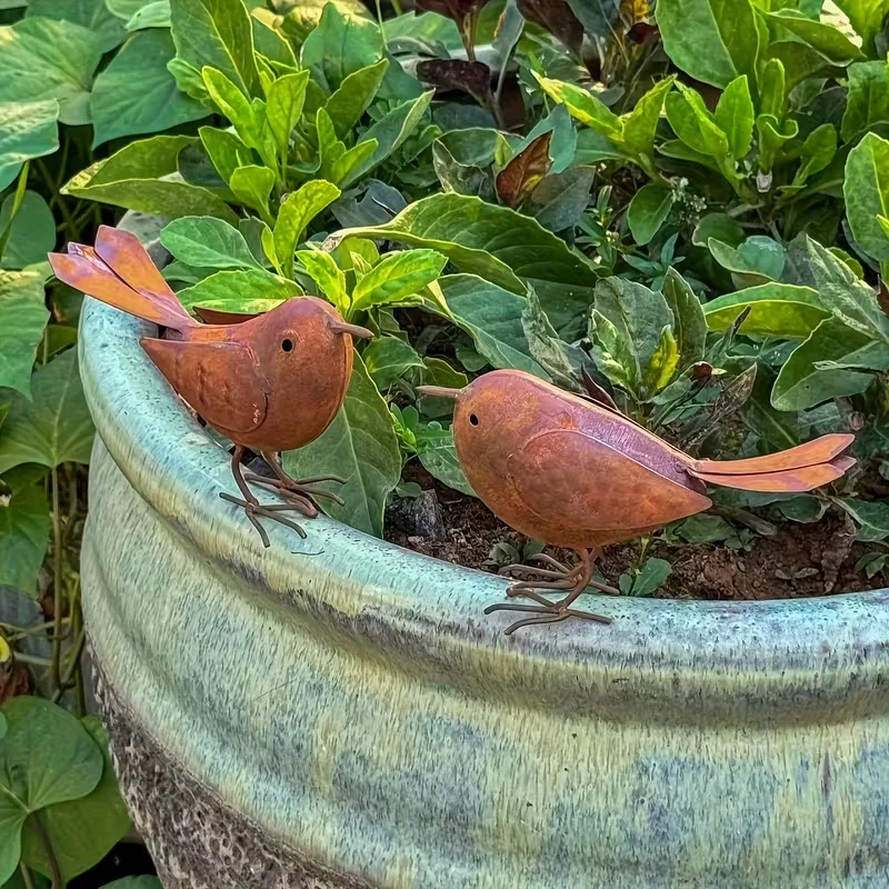 1/2Pcs Rustic Metal Birds Outdoor Garden Decor, Iron Art Bird Statue Sculpture Ornament for Yard, Patio and Lawn Decoration - Image 2