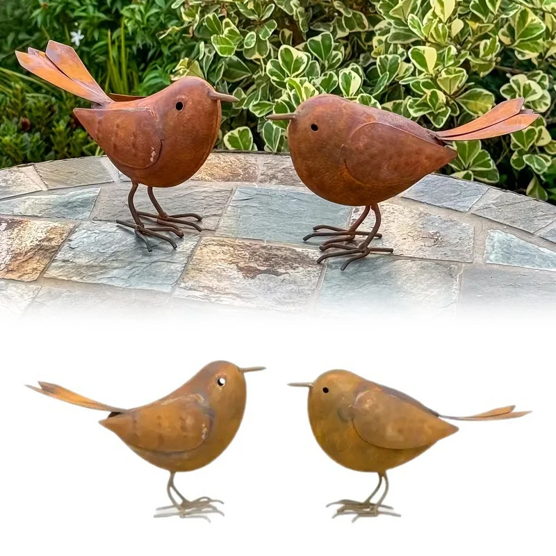 1/2Pcs Rustic Metal Birds Outdoor Garden Decor, Iron Art Bird Statue Sculpture Ornament for Yard, Patio and Lawn Decoration - Image 3