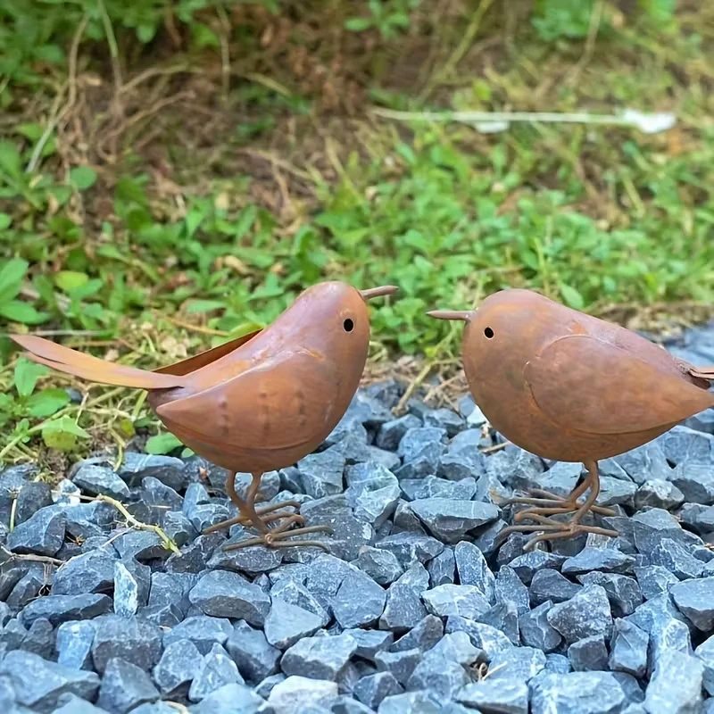 1/2Pcs Rustic Metal Birds Outdoor Garden Decor, Iron Art Bird Statue Sculpture Ornament for Yard, Patio and Lawn Decoration - Image 4