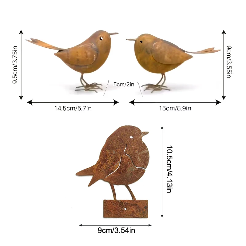 1/2Pcs Rustic Metal Birds Outdoor Garden Decor, Iron Art Bird Statue Sculpture Ornament for Yard, Patio and Lawn Decoration - Image 6