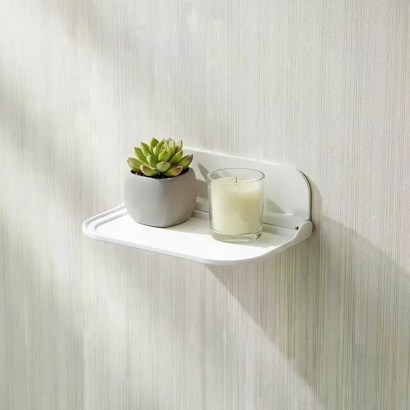 1/2Pcs Wall Mounted Folding Storage Shelf No Drilling Installation Waterproof For Bathroom Kitchen Storing Small Daily Items - Image 2