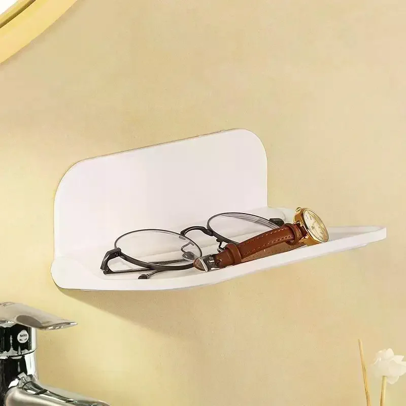 1/2Pcs Wall Mounted Folding Storage Shelf No Drilling Installation Waterproof For Bathroom Kitchen Storing Small Daily Items - Image 4