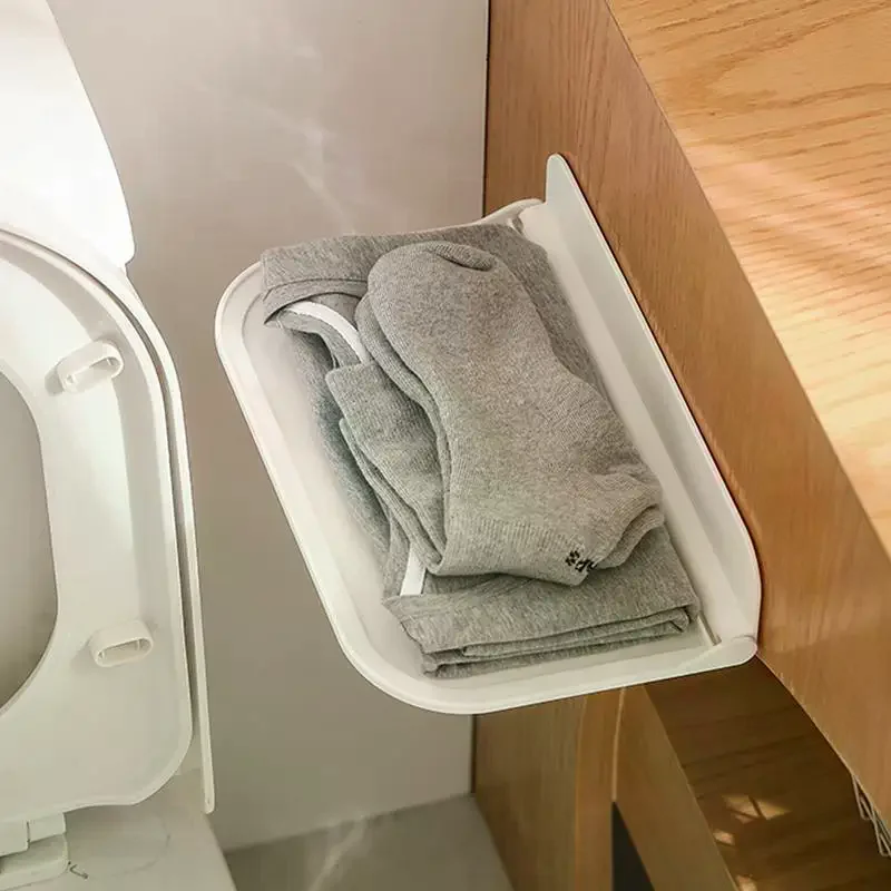 1/2Pcs Wall Mounted Folding Storage Shelf No Drilling Installation Waterproof For Bathroom Kitchen Storing Small Daily Items - Image 5
