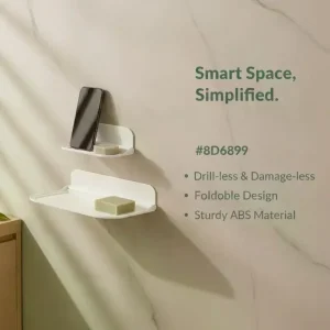 1/2Pcs Wall Mounted Folding Storage Shelf No Drilling Installation Waterproof For Bathroom Kitchen Storing Small Daily Items