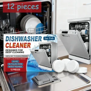 12pieces Dishwasher Cleaner Tablets - Powerful Degreasing & Descaling, Removes Limescale, Household Cleaning Supplies