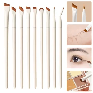 1/3/7/9Pcs Angled Sickle Eyeliner Brush Set Ultra Thin Flat Blade Eye Detail Brush Slanted Eyebrow &Precision Eye Makeup Brushes