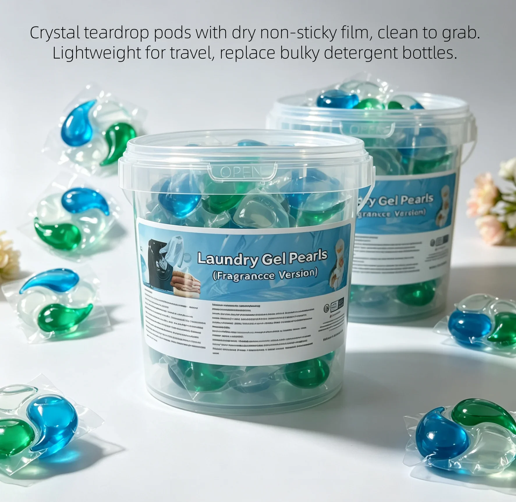 15g 4-Chamber Laundry Pods 10/30 Pack, Fast Dissolve Scented Detergent Beads For All Fabrics & Activewear
