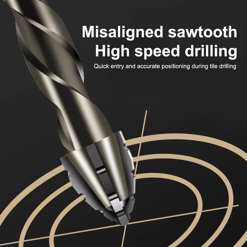 *1/7Pcs Tungsten Steel Serrated Drilling Bits For Ceramic Plastic Tile Ceramic Glass Concrete Eccentric Drill Tool Part - Image 4