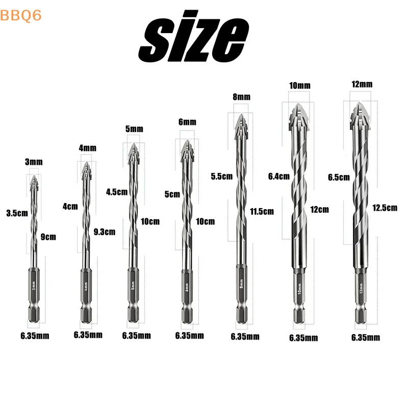 *1/7Pcs Tungsten Steel Serrated Drilling Bits For Ceramic Plastic Tile Ceramic Glass Concrete Eccentric Drill Tool Part