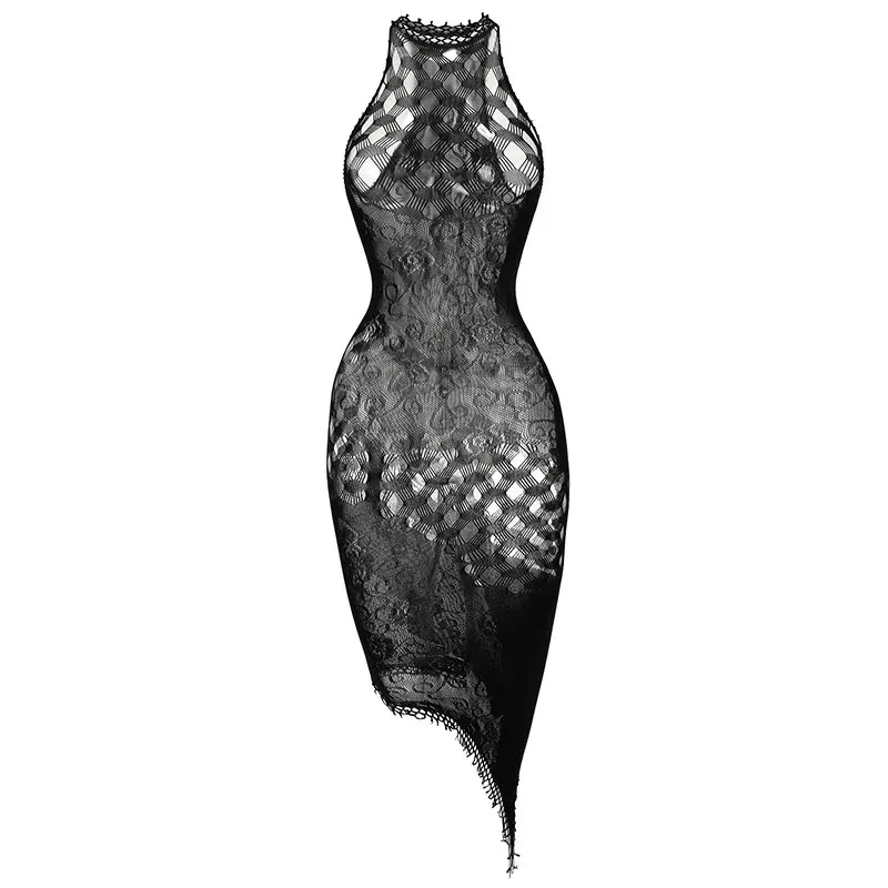 1PC Sexy Women Fishnet See Through Cover Up Bodysuit Hollow Out Halter Beachwear Bodystocking Without Underwear Swimsuit K298 - Image 3